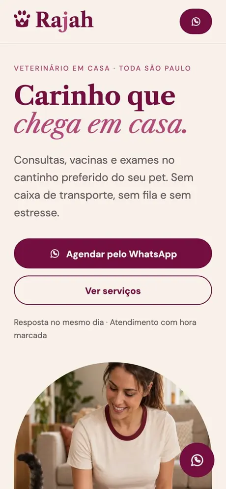 Site Rajah no celular